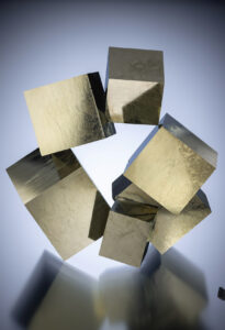 Large cluster of sharp, cubic Pyrite from Navajún, Spain